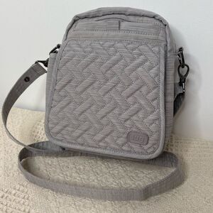 Lug RFID Flapper Convertible Crossbody Bag Gray Lightweight Travel Belt
